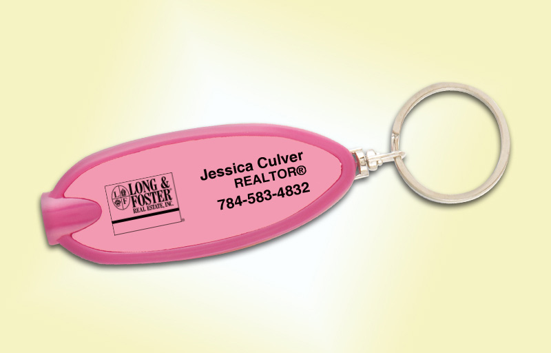 Long and Foster Real Estate Oval Flashlight Key Tag - Long and Foster personalized realtor flashlight key chain promotional products | BestPrintBuy.com