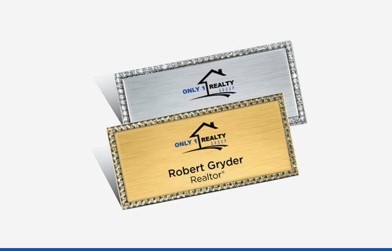 Only 1 Realty Group Real Estate Bling Rectangle Name Badge | BestPrintBuy.com