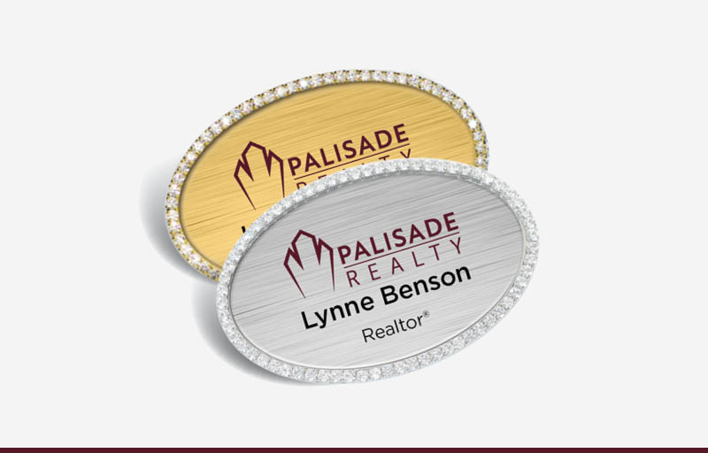 Palisade Realty Real Estate Bling Oval Name Badge | BestPrintBuy.com