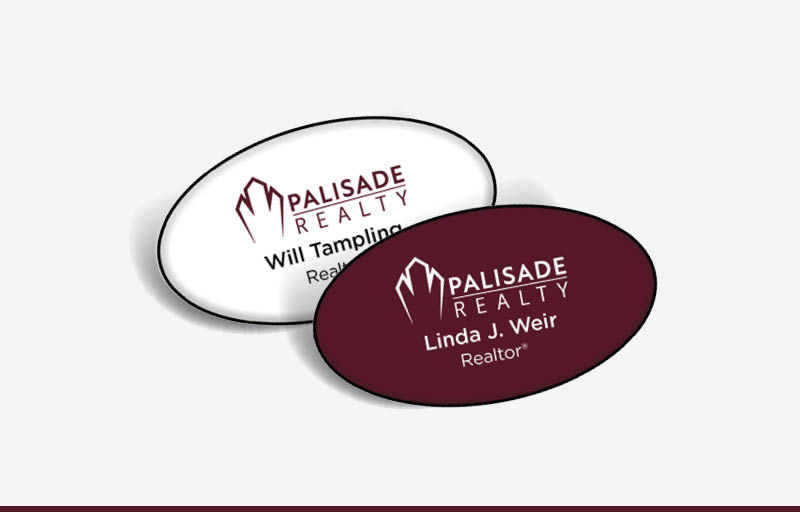 Palisade Realty Real Estate Domed Oval Name Badge | BestPrintBuy.com