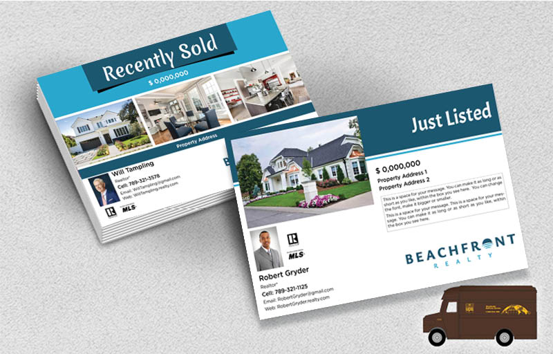 BeachFront Realty Real Estate Postcards (Delivered to you) - BeachFront Realty postcard templates | BestPrintBuy.com