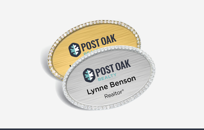 Post Oak Realty Real Estate Bling Oval Name Badge | BestPrintBuy.com
