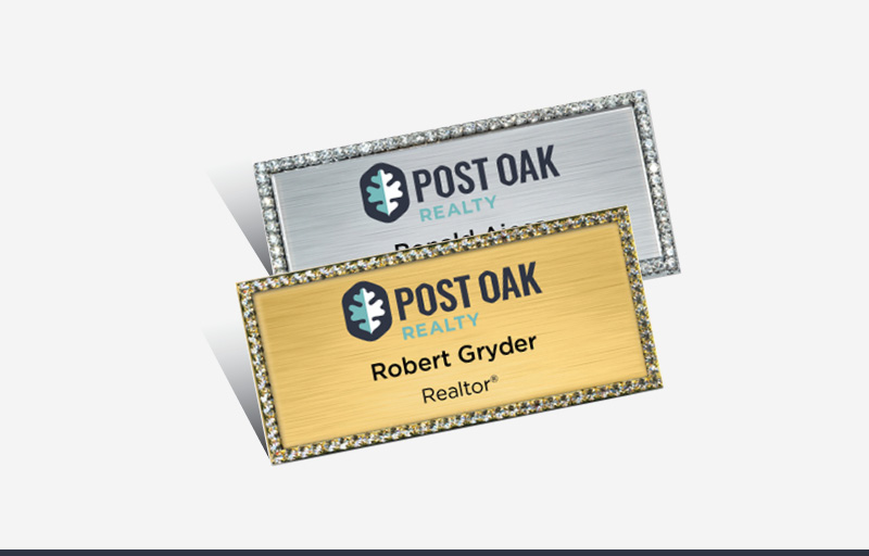 Post Oak Realty Real Estate Bling Rectangle Name Badge | BestPrintBuy.com