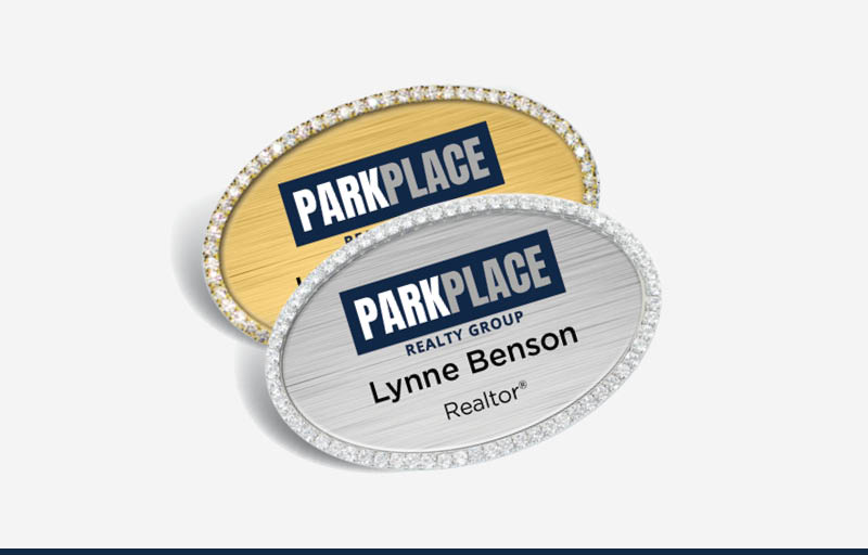 Park Place Realty Group Real Estate Bling Oval Name Badge | BestPrintBuy.com