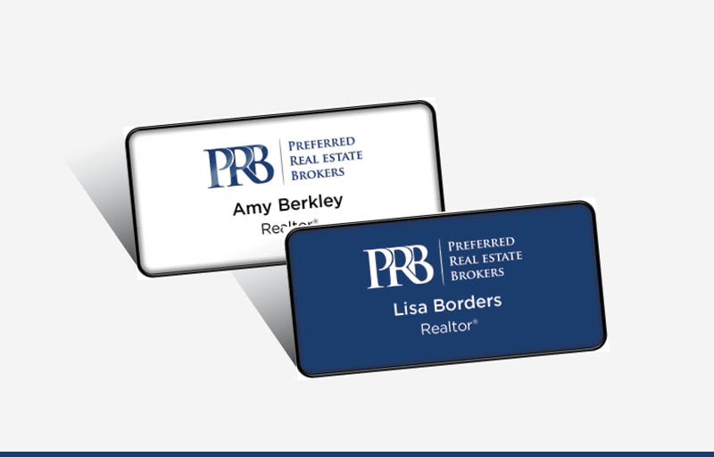Preferred Real Estate Brokers Real Estate Domed Rectangle Name Badge | BestPrintBuy.com