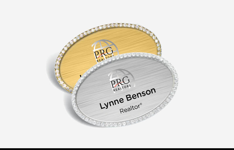 PRG Realtors Real Estate Bling Oval Name Badge | BestPrintBuy.com