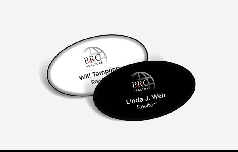 PRG Realtors Real Estate Domed Oval Name Badge | BestPrintBuy.com