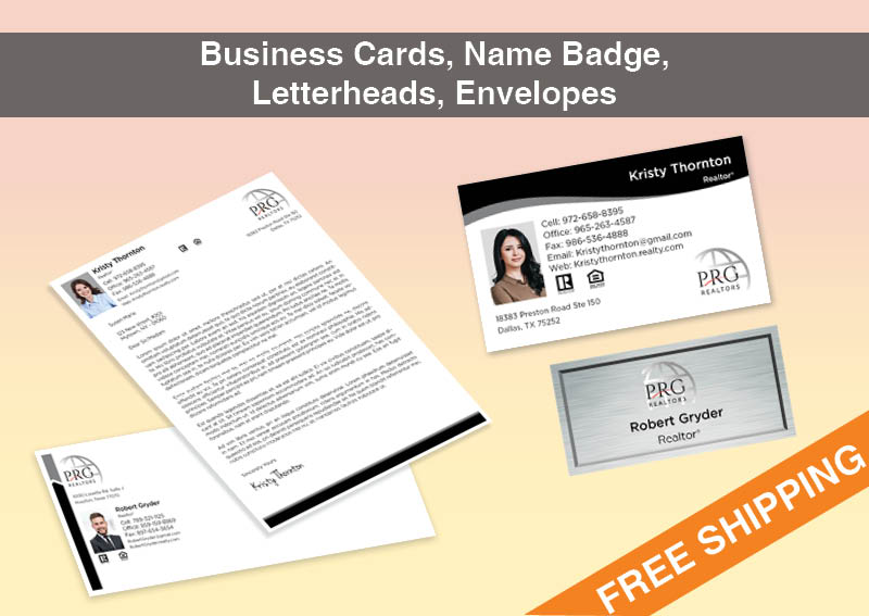 PRG Realtors Real Estate Bronze Agent Package - PRG Realtors approved vendor personalized business cards, letterhead, envelopes and note cards | BestPrintBuy.com
