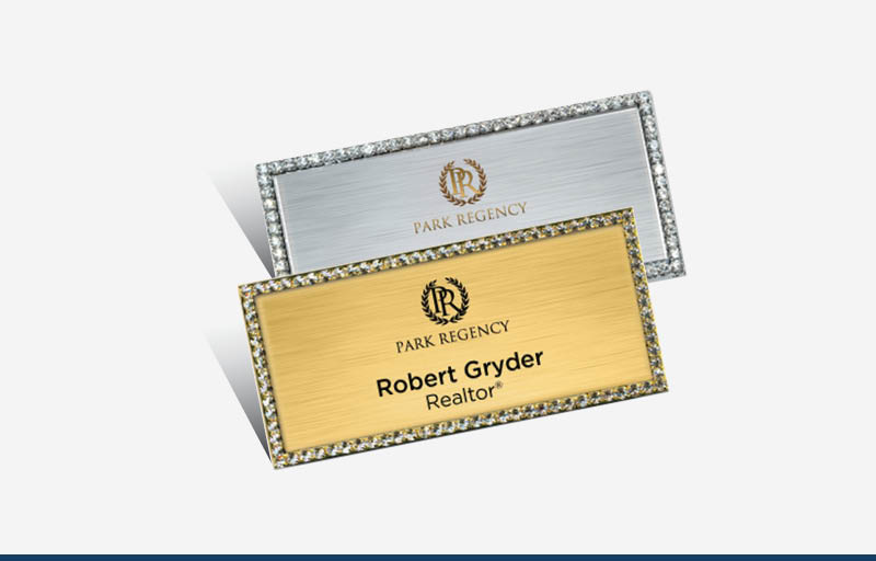 Park Regency Real Estate Bling Rectangle Name Badge | BestPrintBuy.com