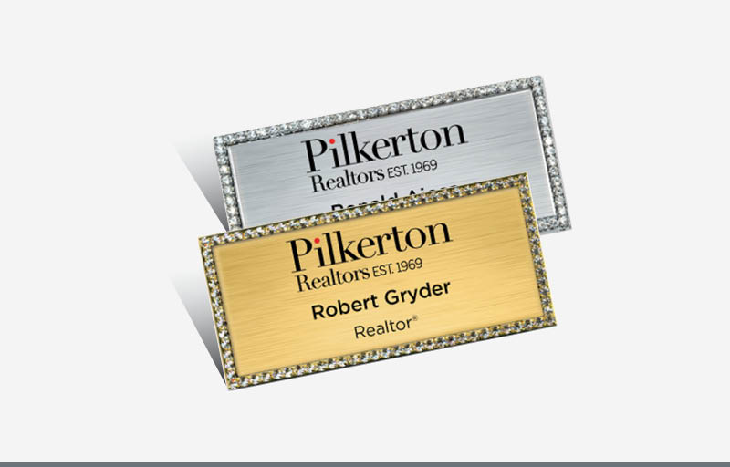 Pilkerton Realtors Real Estate Bling Rectangle Name Badge | BestPrintBuy.com