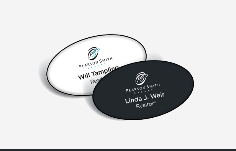 Pearson Smith Realty Real Estate Domed Oval Name Badge | BestPrintBuy.com