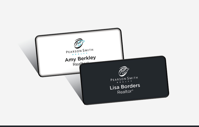 Pearson Smith Realty Real Estate Domed Rectangle Name Badge | BestPrintBuy.com