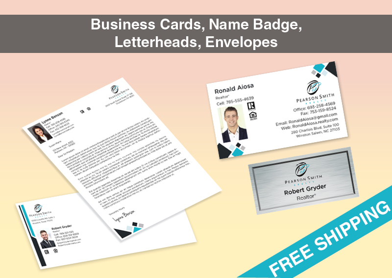 Pearson Smith Realty Real Estate Bronze Agent Package - Pearson Smith Realty approved vendor personalized business cards, letterhead, envelopes and note cards | BestPrintBuy.com