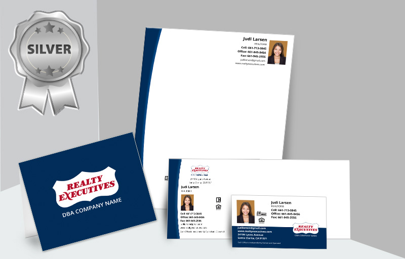 Realty Executives Real Estate Silver Agent Package - Realty Executives personalized business cards, letterhead, envelopes and note cards | BestPrintBuy.com