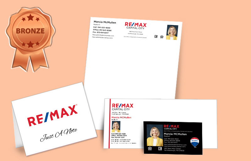 RE/MAX Real Estate Agent Bronze Package - RE/MAX personalized business cards, letterhead, envelopes and note cards | BestPrintBuy.com