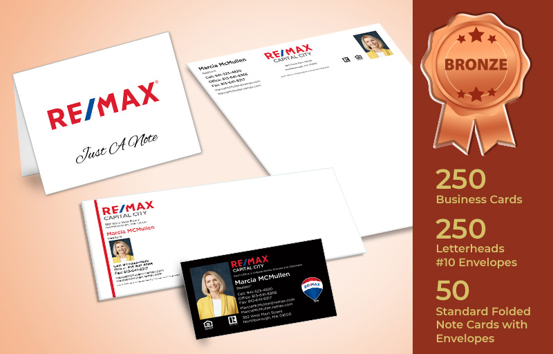 RE/MAX Real Estate Bronze Agent Package - RE/MAX personalized business cards, letterhead, envelopes and note cards | BestPrintBuy.com