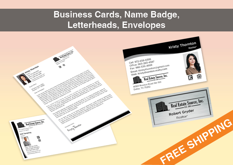 Real Estate Source Inc Real Estate Bronze Agent Package - Real Estate Source Inc approved vendor personalized business cards, letterhead, envelopes and note cards | BestPrintBuy.com
