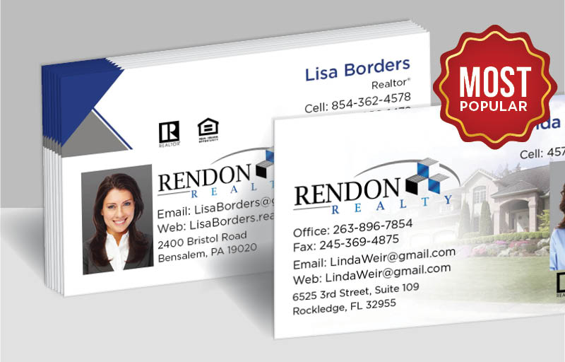 Rendon Realty Real Estate Standard Business Cards - Standard & Rounded Corner Business Cards for Realtors | BestPrintBuy.com