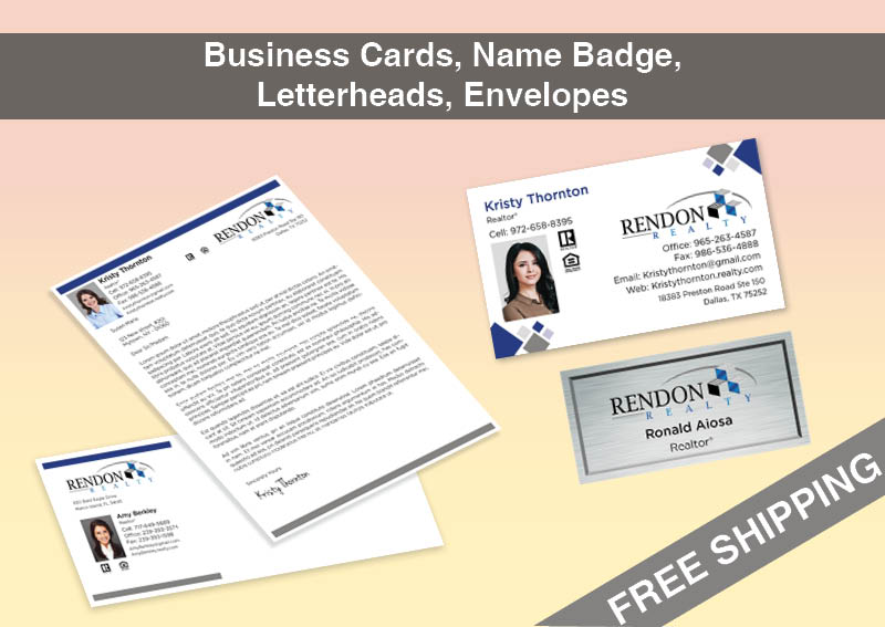 Rendon Realty Real Estate Bronze Agent Package - Rendon Realty approved vendor personalized business cards, letterhead, envelopes and note cards | BestPrintBuy.com