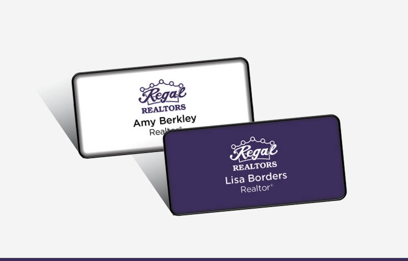 Regal Realtors Real Estate Domed Rectangle Name Badge | BestPrintBuy.com