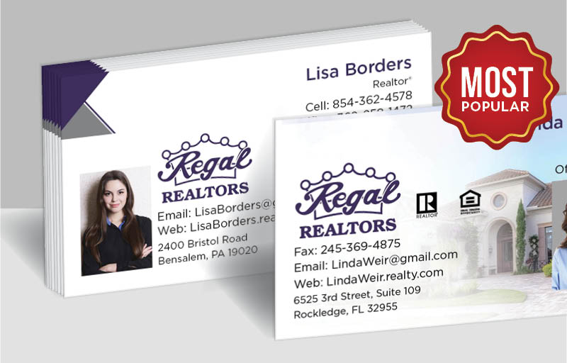Regal Realtors Real Estate Standard Business Cards - Standard & Rounded Corner Business Cards for Realtors | BestPrintBuy.com
