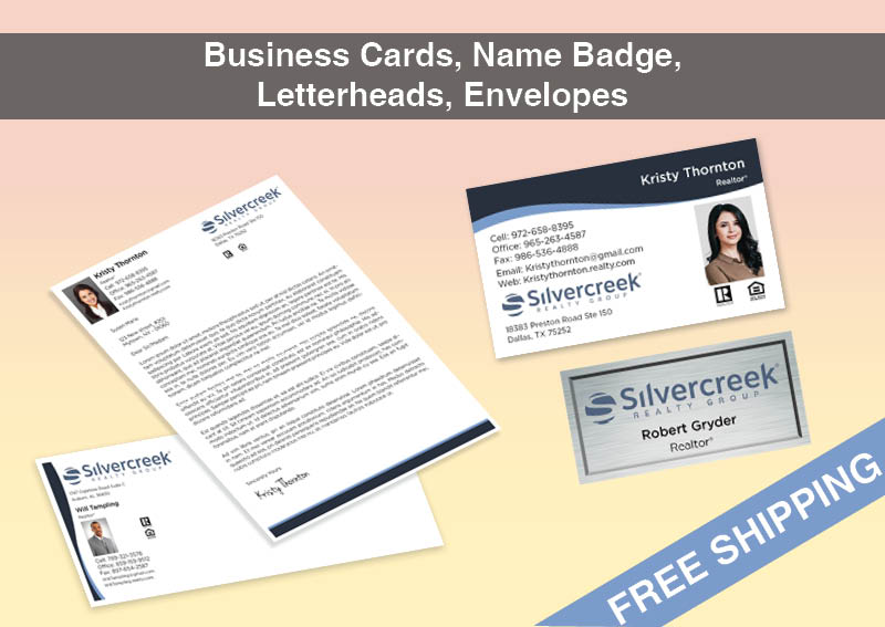 Silvercreek Realty Group Real Estate Bronze Agent Package - Silvercreek Realty Group approved vendor personalized business cards, letterhead, envelopes and note cards | BestPrintBuy.com
