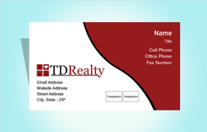 TDRealty Real Estate Business Card Labels Without Photo - TDRealty marketing materials | BestPrintBuy.com