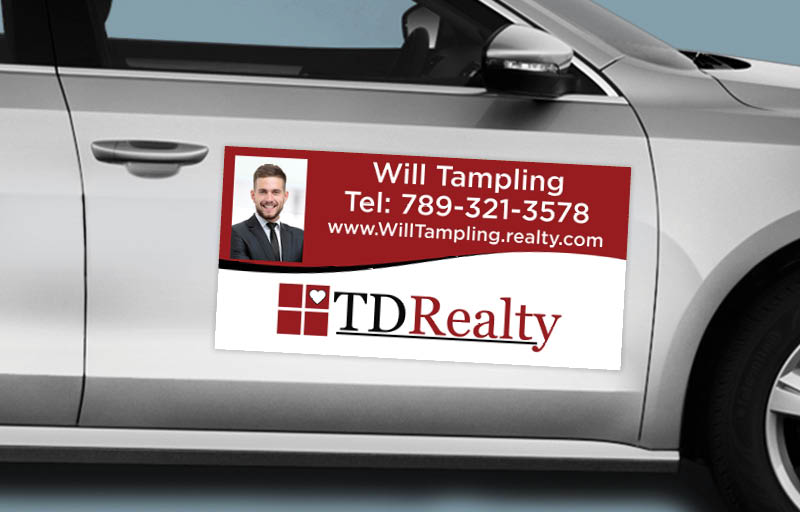 TDRealty Real Estate 12 x 24 with Photo Car Magnets - Custom car magnets for realtors | BestPrintBuy.com