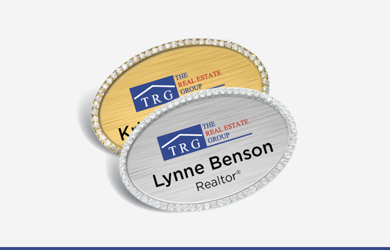 The Real Estate Group Real Estate Bling Oval Name Badge | BestPrintBuy.com