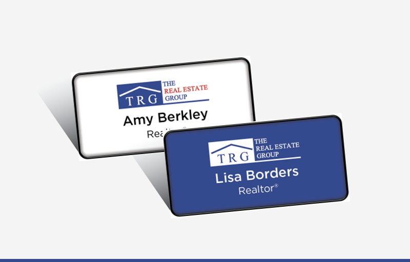 The Real Estate Group Real Estate Domed Rectangle Name Badge | BestPrintBuy.com