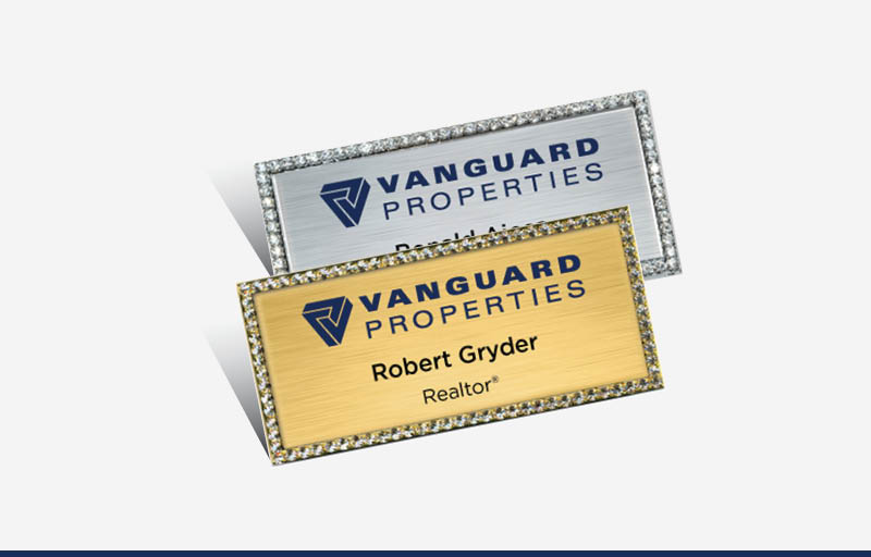 Vanguard Properties Real Estate Bling Rectangle Name Badge | BestPrintBuy.com