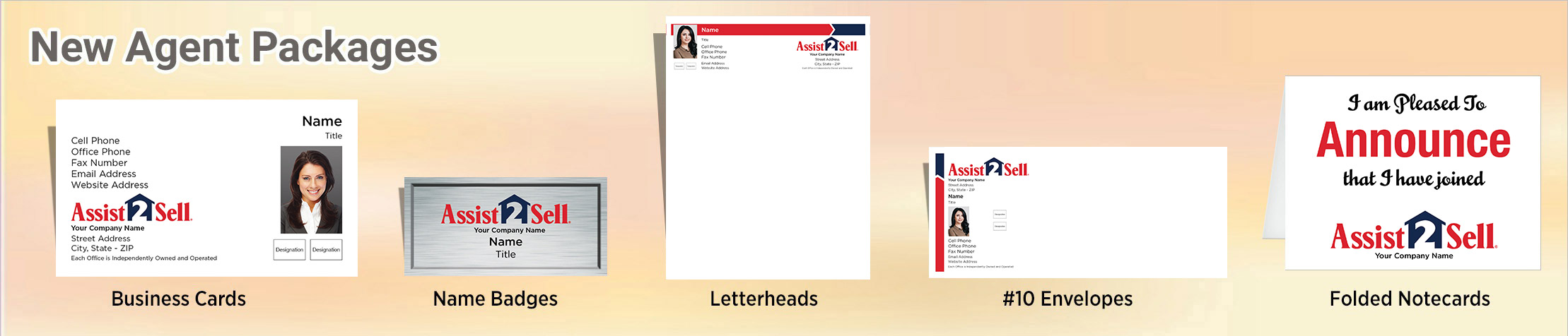 Assist2Sell Real Estate Gold, Silver and Bronze Agent Packages - Assist2Sell approved vendor personalized business cards, letterhead, envelopes and note cards | BestPrintBuy.com