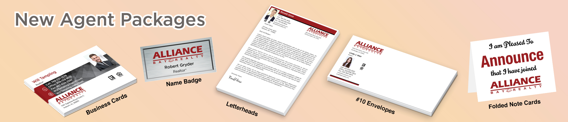 Alliance Bay Realty Real Estate Gold, Silver and Bronze Agent Packages - Alliance Bay Realty approved vendor personalized business cards, letterhead, envelopes and note cards | BestPrintBuy.com