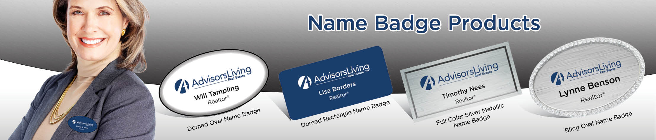 Advisors Living Real Estate Name Badge Products - Advisors Living Name Tags for Realtors | BestPrintBuy.com