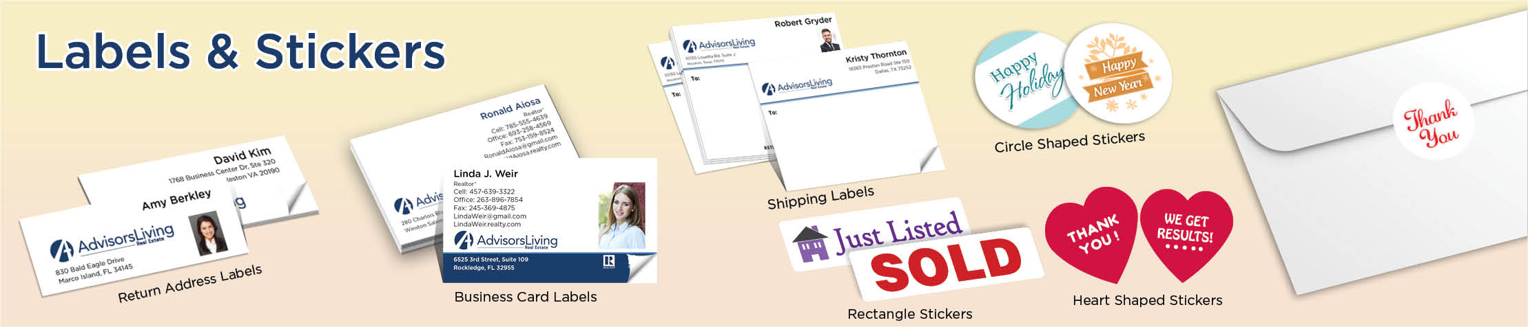 Advisors Living Real Estate Labels and Stickers - MHRS business card labels, return address labels, shipping labels, and assorted stickers | BestPrintBuy.com
