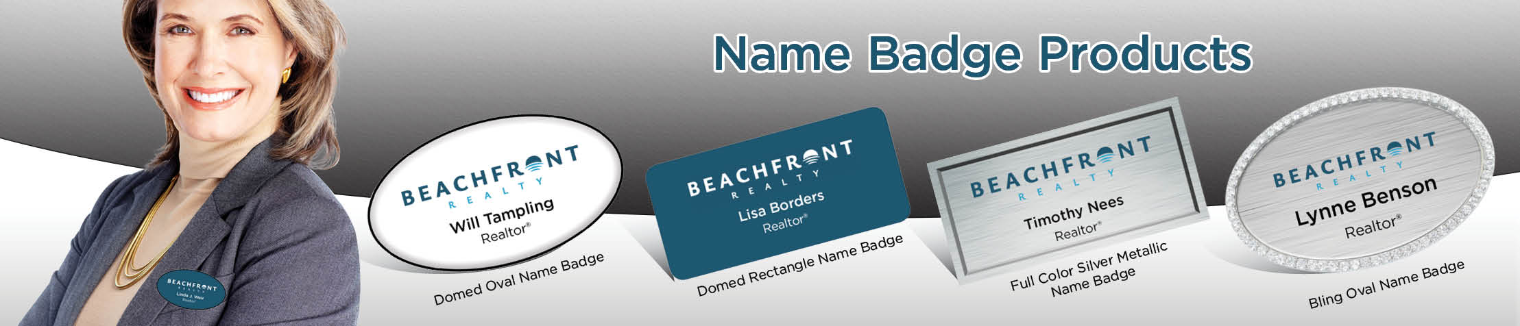 BeachFront Realty Real Estate Name Badge Products - BeachFront Realty Name Tags for Realtors | BestPrintBuy.com