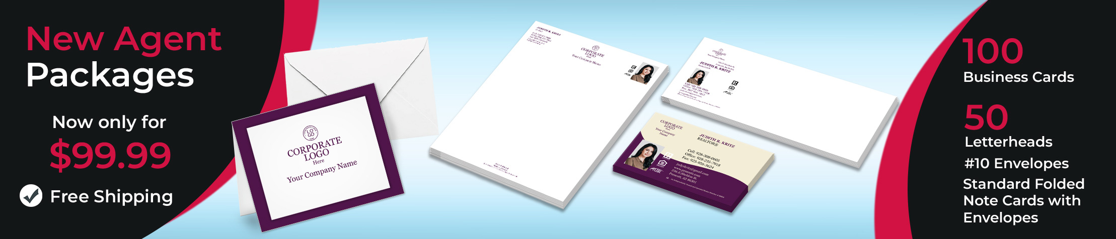 Berkshire Hathaway Real Estate New Agent Package - Berkshire Hathaway personalized business cards, letterhead, envelopes and note cards with free shipping | BestPrintBuy.com