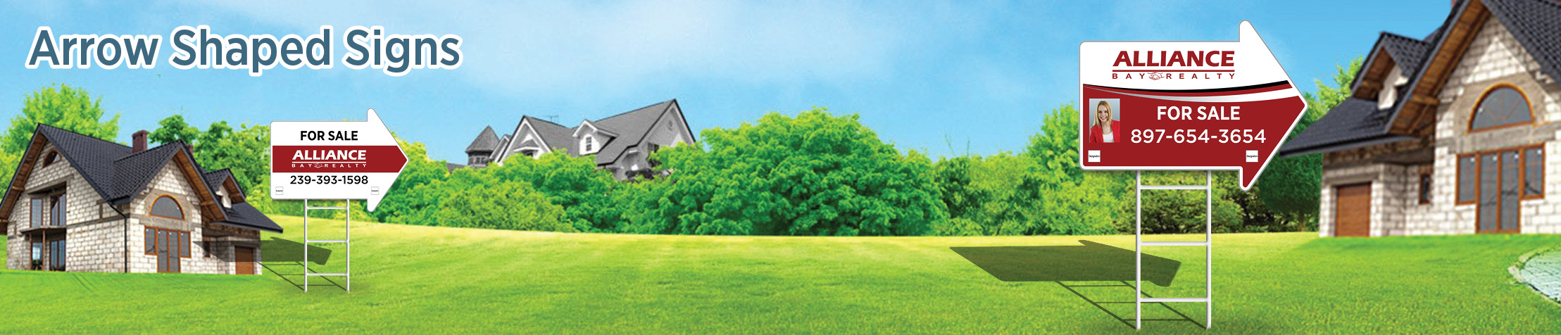 Alliance Bay Realty Real Estate Arrow Shaped Signs - ABR directional real estate signs | BestPrintBuy.com