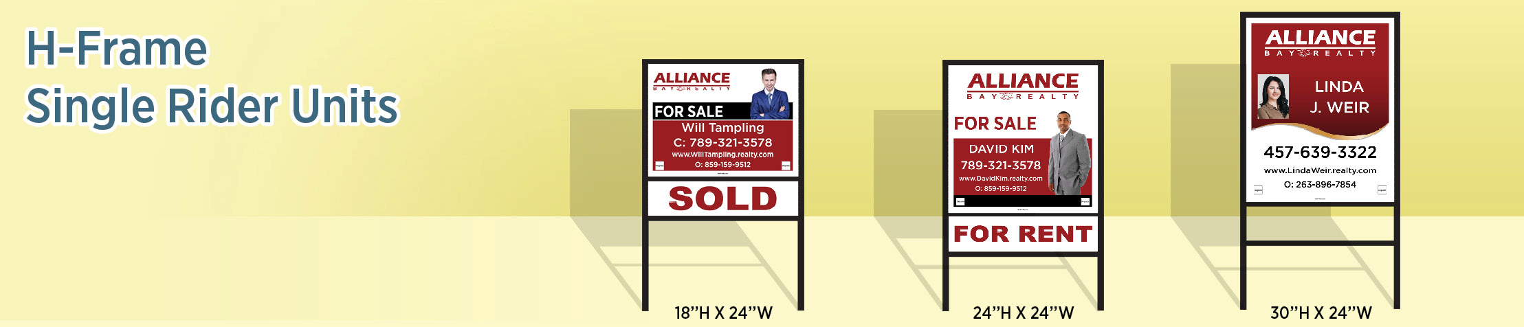 Alliance Bay Realty Real Estate H-Frame Single Rider Units - ABR real estate signs | BestPrintBuy.com