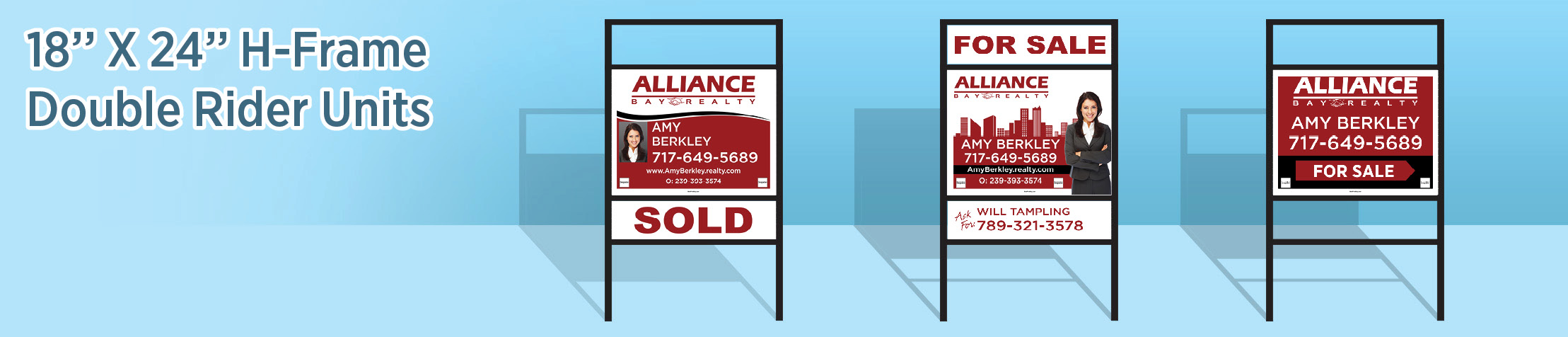Alliance Bay Realty Real Estate H-Frame Double Rider Units - ABR real estate signs | BestPrintBuy.com