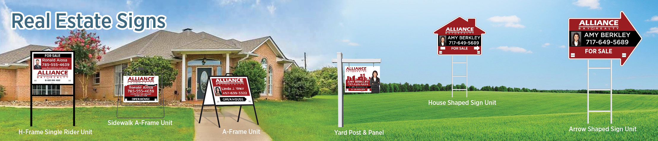 Alliance Bay Realty Real Estate Signs - ABR real estate signs - H-Frame Units, Directional Signs, A-Frame Units, Yard Post and Panel | BestPrintBuy.com