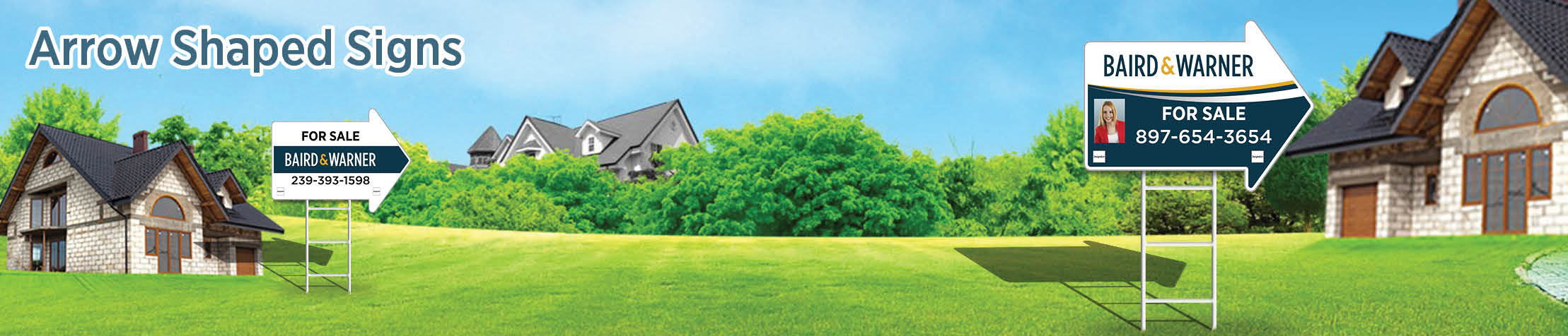 Baird & Warner Real Estate Arrow Shaped Signs - BW directional real estate signs | BestPrintBuy.com