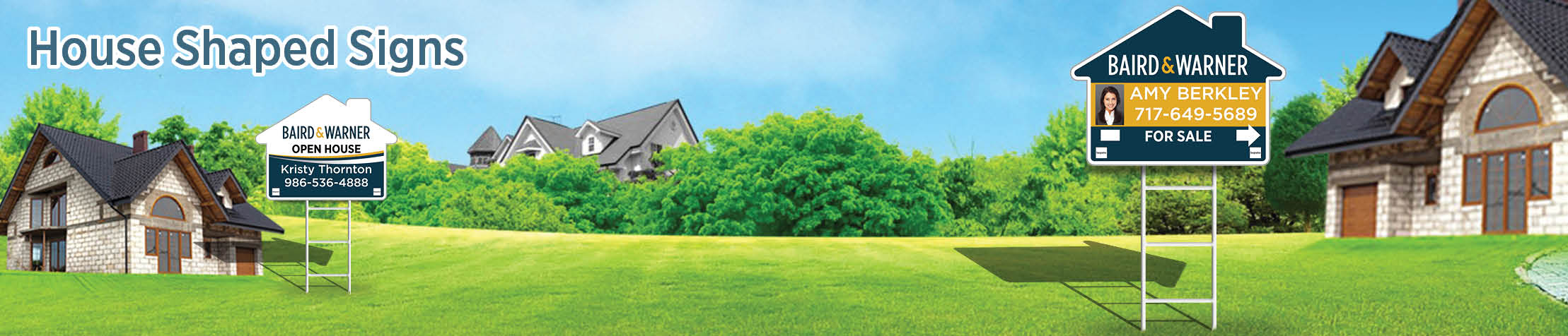 Baird & Warner Real Estate House Shaped Signs - BW real estate signs | BestPrintBuy.com