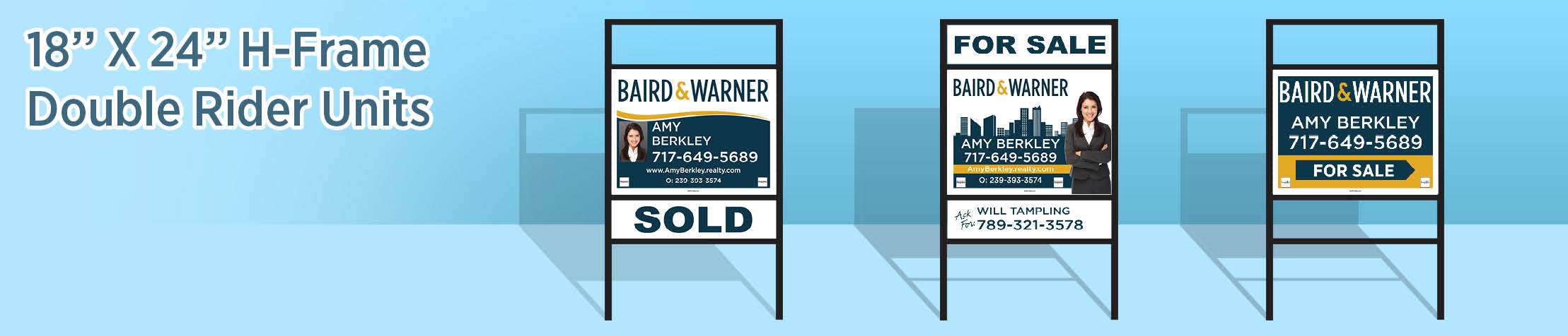 Baird & Warner Real Estate H-Frame Double Rider Units - BW real estate signs | BestPrintBuy.com