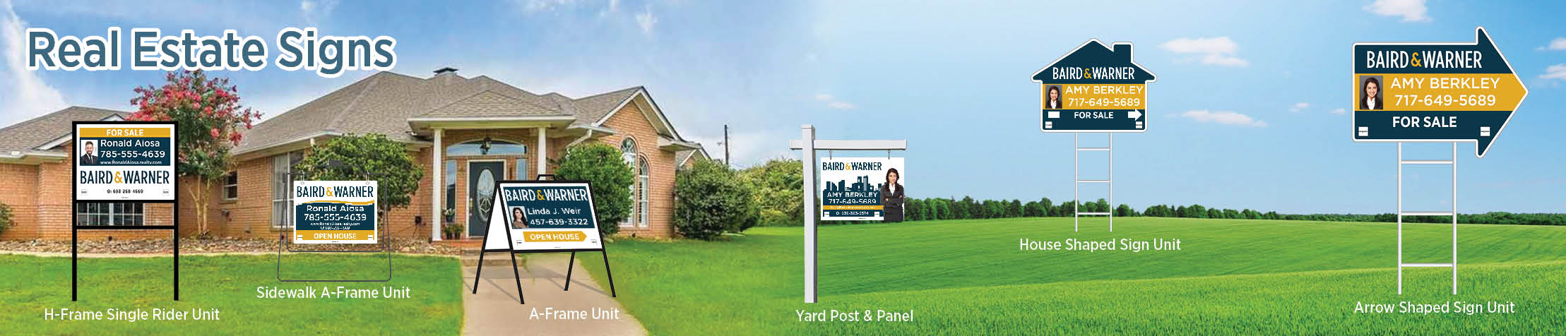 Baird & Warner Real Estate Signs - BW real estate signs - H-Frame Units, Directional Signs, A-Frame Units, Yard Post and Panel | BestPrintBuy.com
