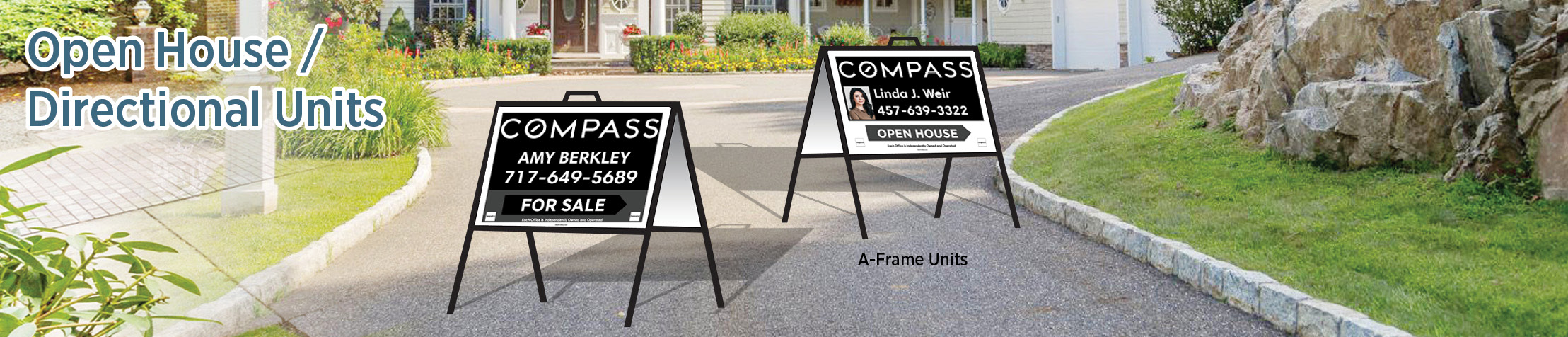 Compass Real Estate Open House/Directional Units - directional real estate signs | BestPrintBuy.com