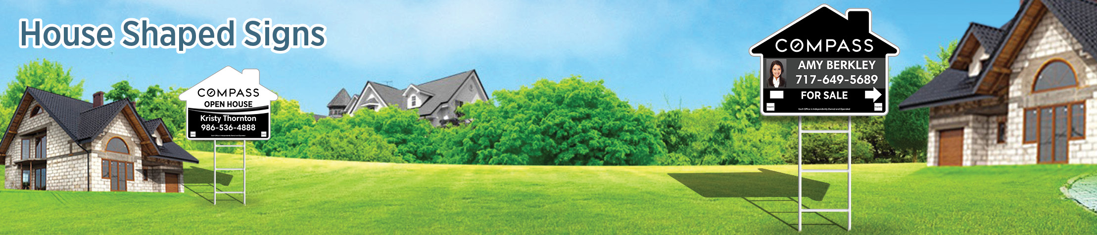 Compass Real Estate House Shaped Signs - real estate signs | BestPrintBuy.com