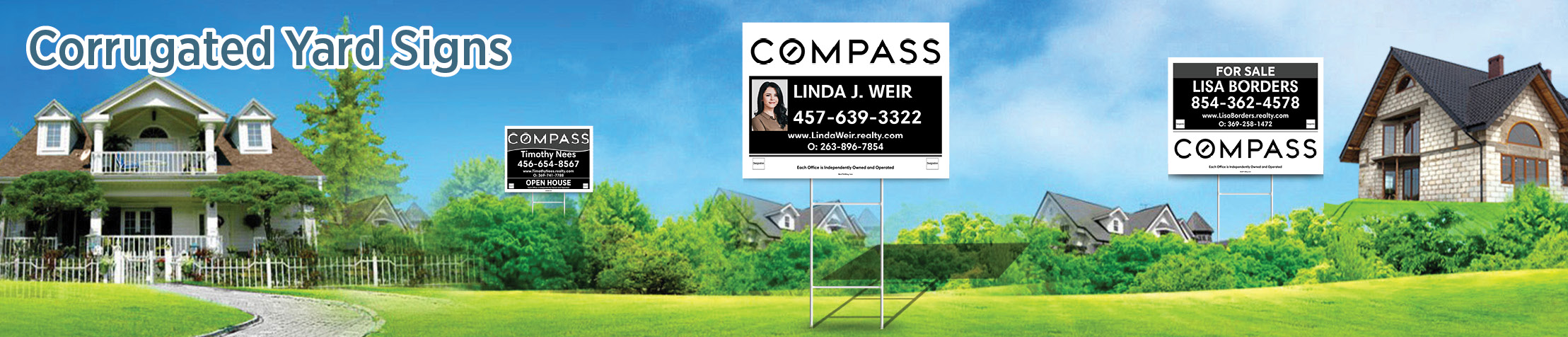 Compass Real Estate Corrugated Yard Signs - real estate signs | BestPrintBuy.com