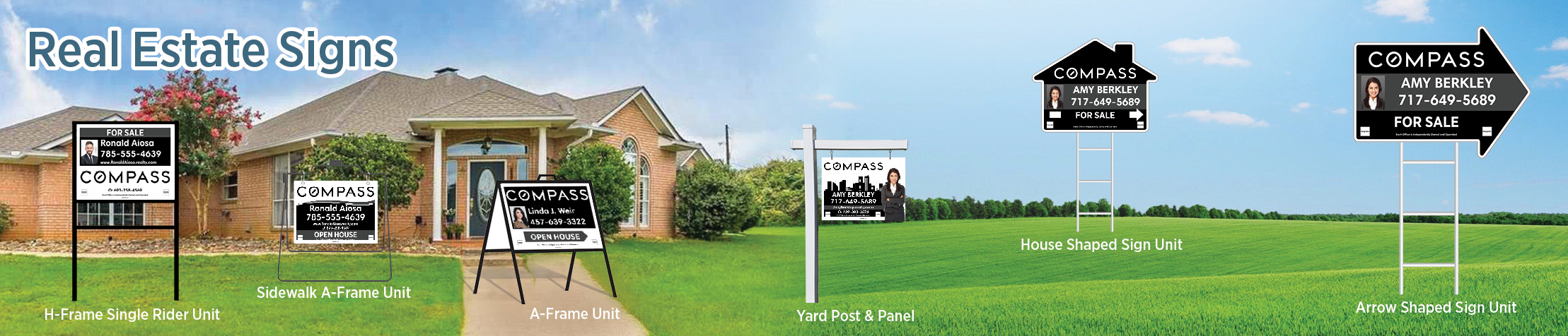 Compass Real Estate Signs - real estate signs - H-Frame Units, Directional Signs, A-Frame Units, Yard Post and Panel | BestPrintBuy.com