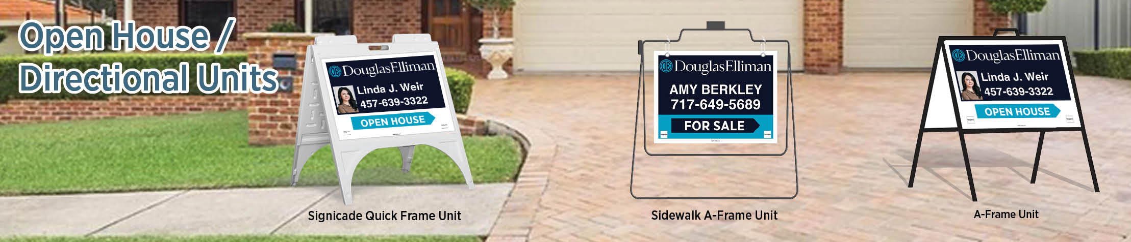 Douglas Elliman Real Estate Open House/Directional Units - DE real estate Sidewalk A-Frame signs | BestPrintBuy.com